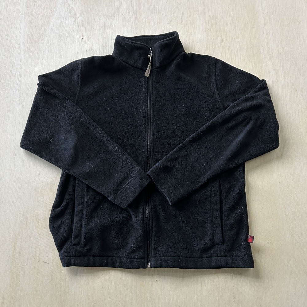 Woolrich‎ Fleece Jacket Womens Small Black Full Zip Collared Pockets Outdoor